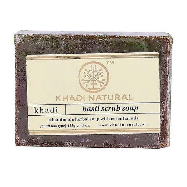 Натуральное мыло-скраб ручной работы с Базиликом (125 г), Basil Scrub Soap Hand made,  Khadi Natural
