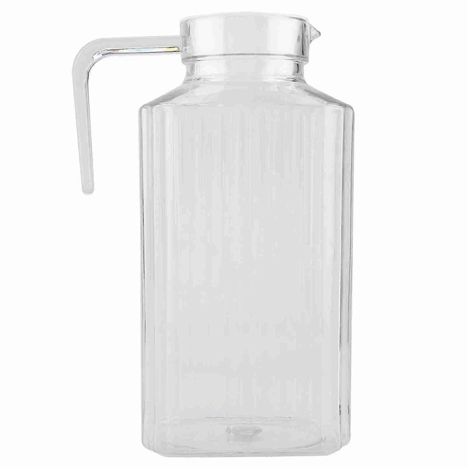 1800ml Acrylic Transparent Juice Bottle Striped Water Ice Cold Juice Jug with Lid for Bar Home