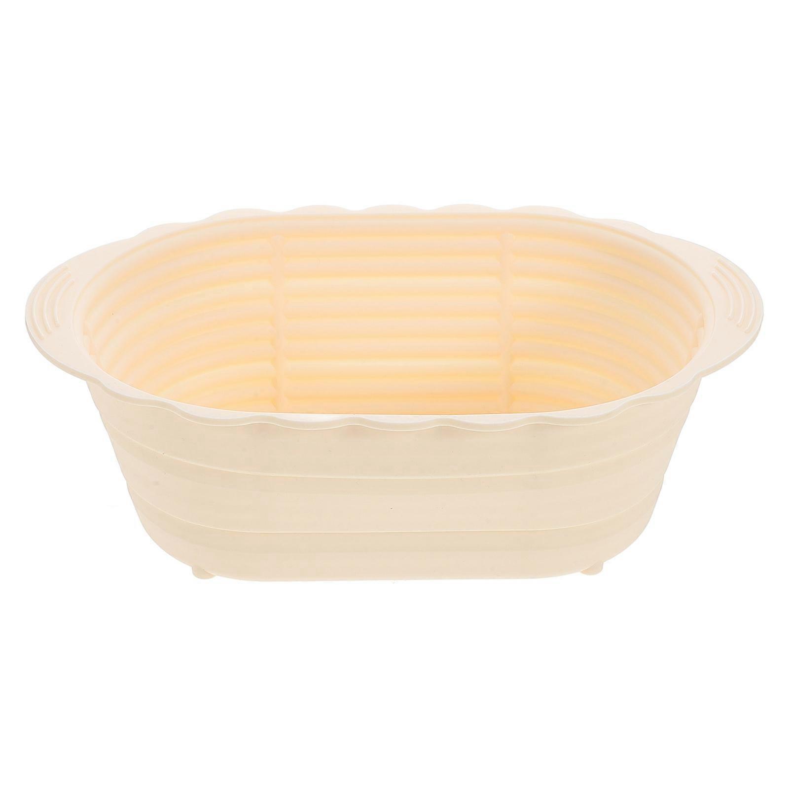 Beige Silicone Bread Proofing Basket for Kitchen Use Foldable Oval Shaped