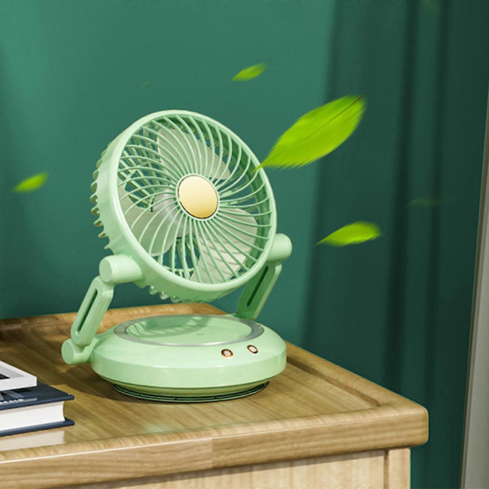 USB Desk Fan with Light, 3 Speeds Quiet Personal Fan for Home Office, Small Portable Table Fan, Compatible with USB Power
