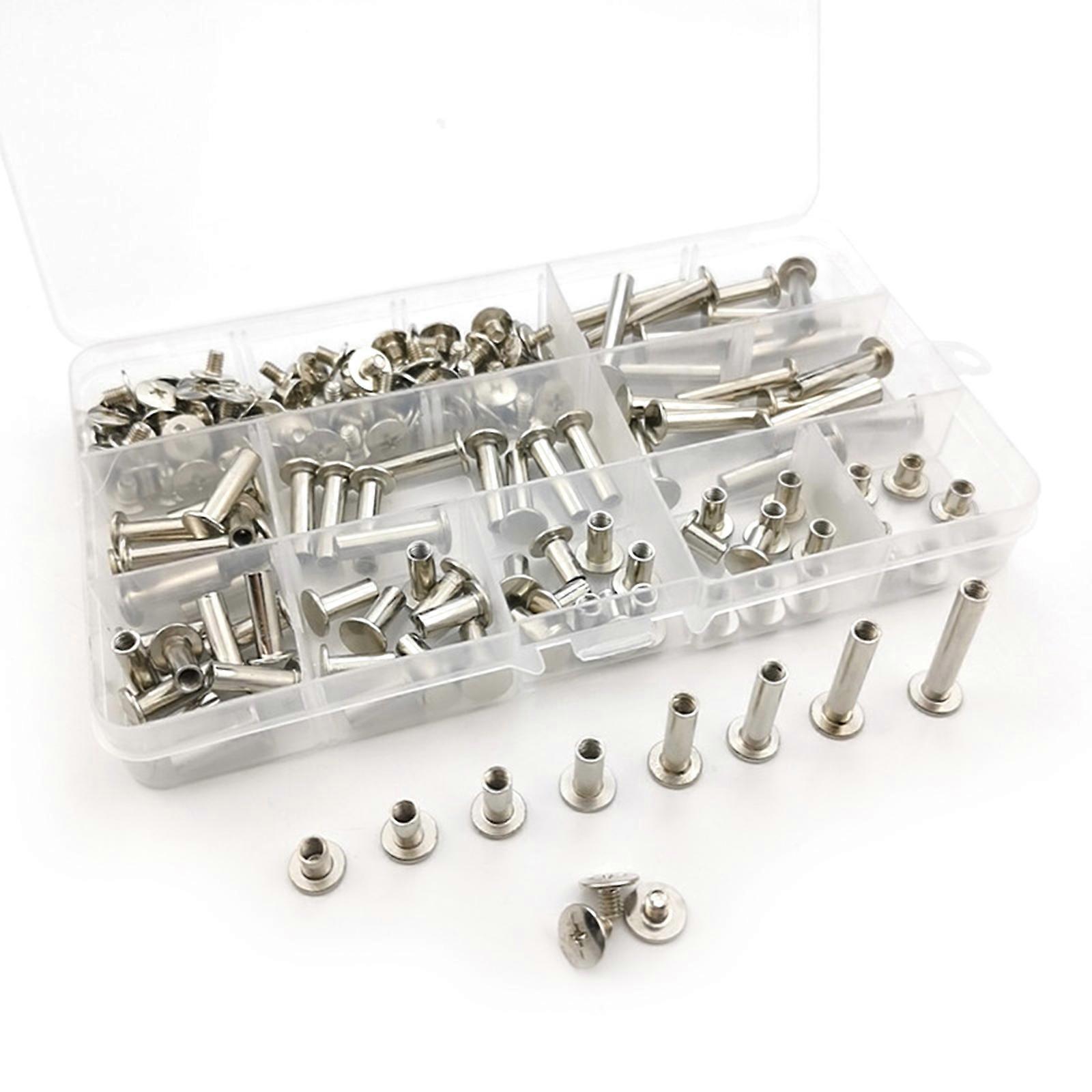 90Sets Chicago Scrapbooks Extension Posts & Screws Stainless Steels Post Binding Screw Round Flat Head Studs Screw Multicolor