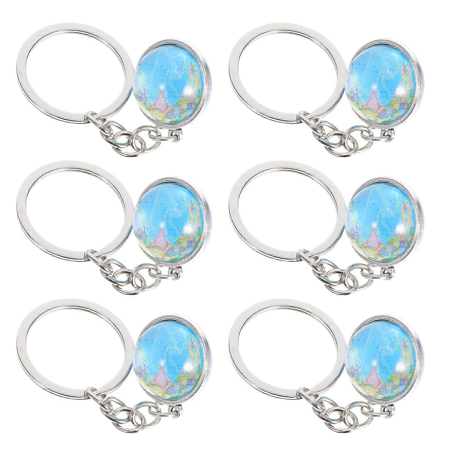 Globe Keychain 6Pcs Creative Keyring For Travel Enthusiasts Featuring Assorted Colors And Globe Design For Daily Use