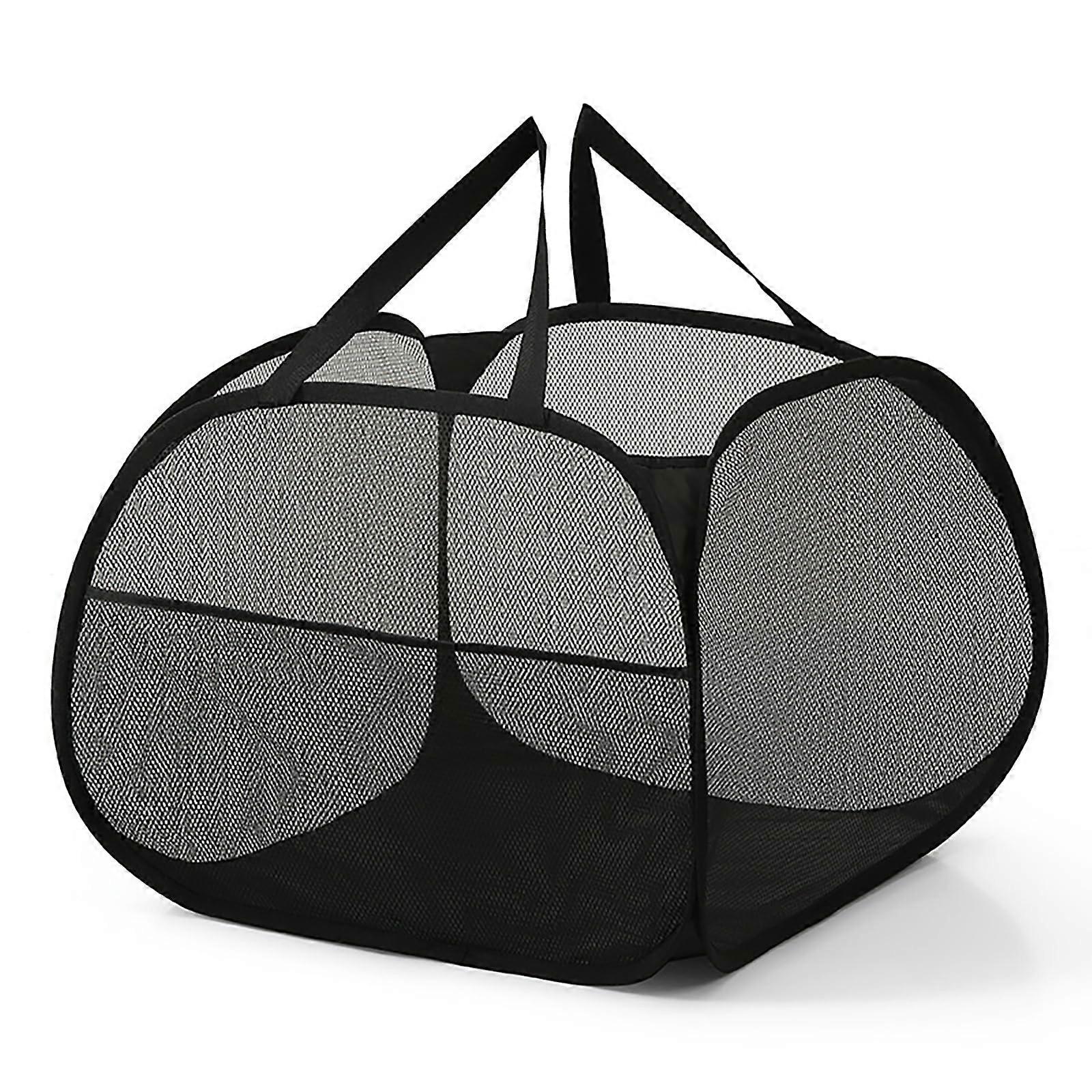 Mesh Laundry Basket Foldable Popup Hamper 90L Large Capacity Collapsible Clothes Storage Black