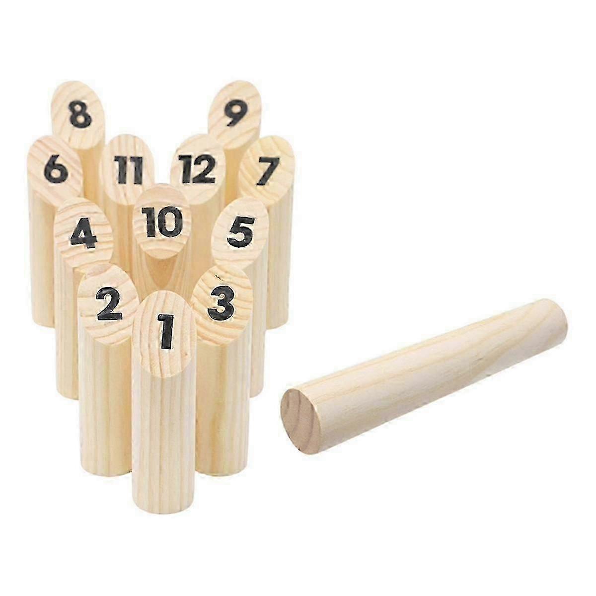 Wooden Numbered Block Tossing Game Throw Bowling Throwing Scatter Family Game Yard Game Set for Party Playground