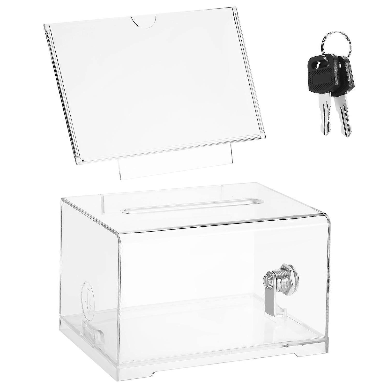 Fundraising Ballot Box With Lock Suitable For Elections Raffles Feedback Collection 16X12X10CM High Transparency 1Pack