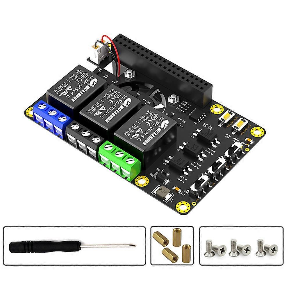 Power Relay Board Expansion Module with Dual Cooling Fan Auto Color Changing LED for Raspberry Pi A+ 3A+ B+ 2B 3B 3B+ 4B
