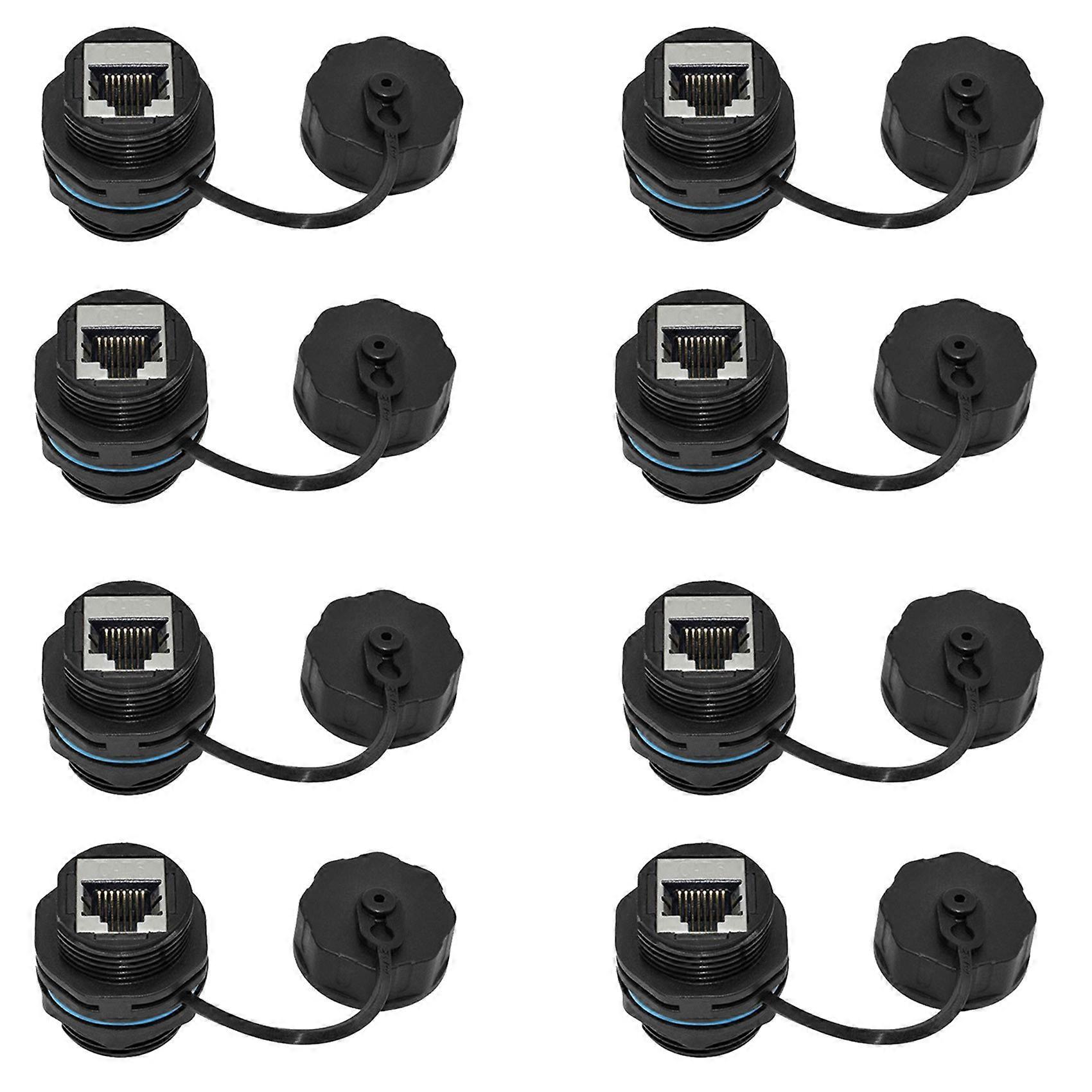 8PCS RJ45 Panel Mount Coupler, IP68 Shielded Industrial Panel Mount Ethernet LAN Through Connector for CAT6/CAT5E/CAT5