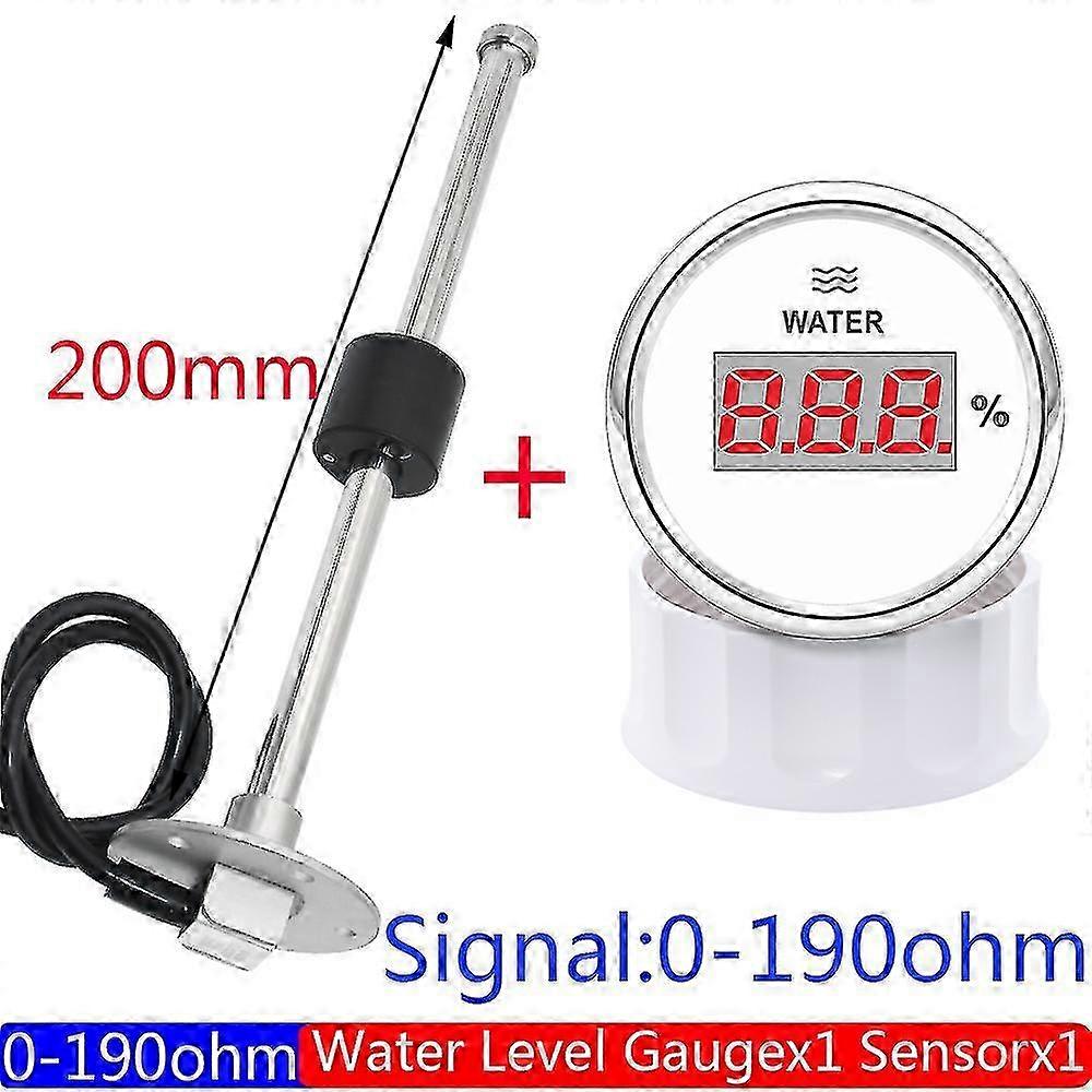 2025 Digital Water Level Gauge With Water Level Sensor 52mm Water Level Meter Red Backlight 100-600mm 0-190 Ohm Sensor Car Boat 9-32v