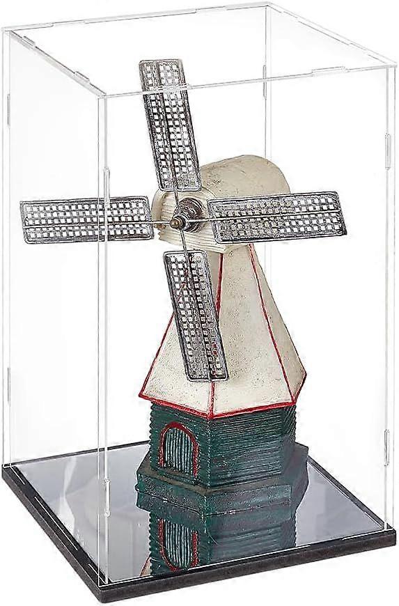 Clear Display Case with Mirror 8.46x8.46x14.1inch Protection Showcase Assemble Clear Boxes for Collectibles Models