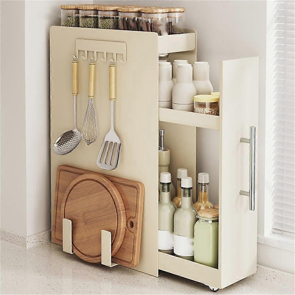 Spice Rack Narrow MultiTier Carbon Steel Kitchen Storage Shelf with Magnetic Guardrails Medium