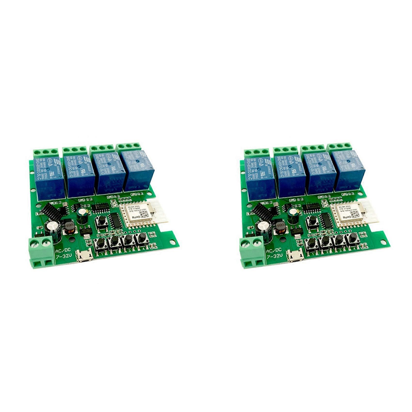 2X Zigbee Tuya Smart 4CH Relay Module DC5V 7-32V RF433Mhz Remote Control Light Switch Work with Alexa Google Home