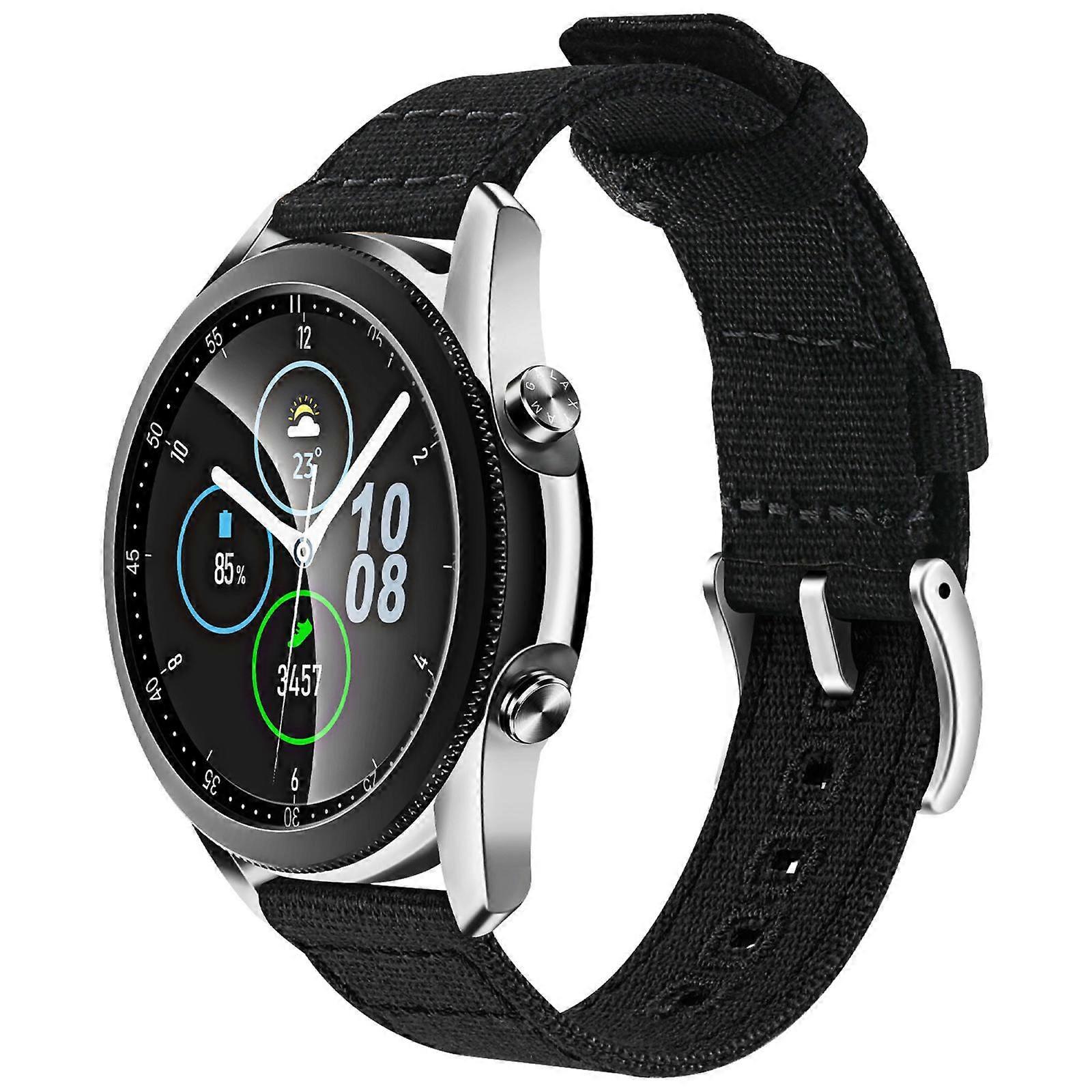 Silver Pin Buckle Woven Canvas Watch Band