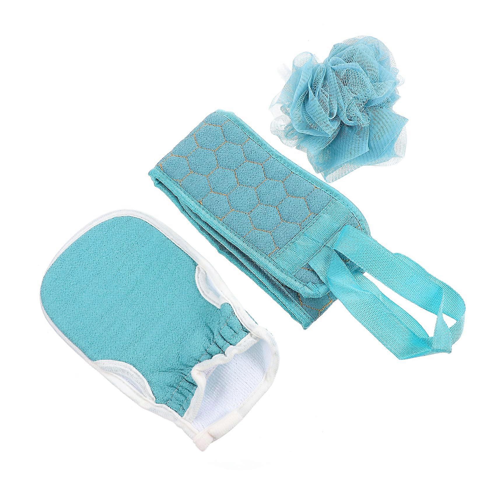 Bath Towel Set with Exfoliating Back Scrubber, Shower Gloves and Loofah for Deep Cleaning Spa