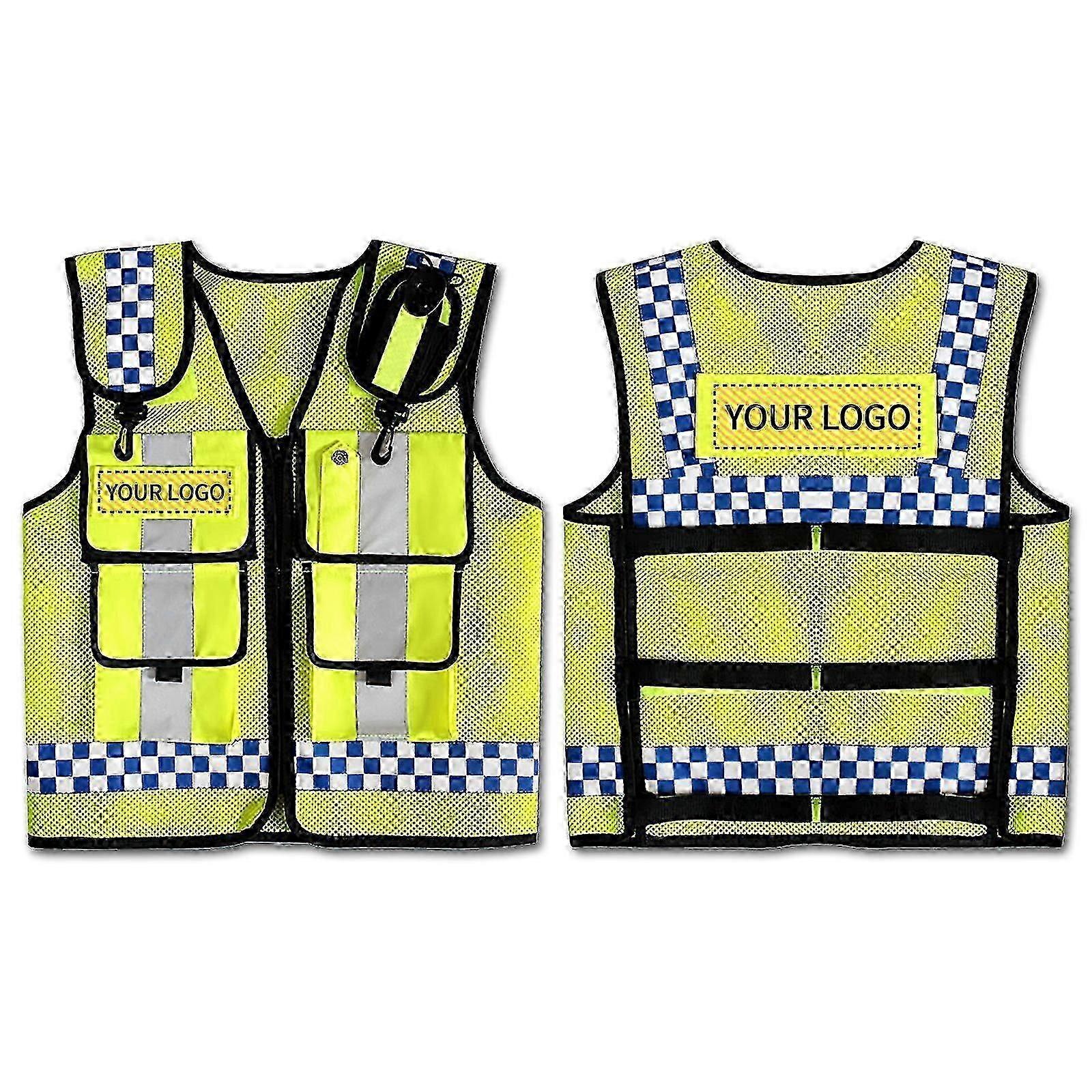 Police Reflective Vest High Visibility with Multiple Pockets for Construction Night Workers