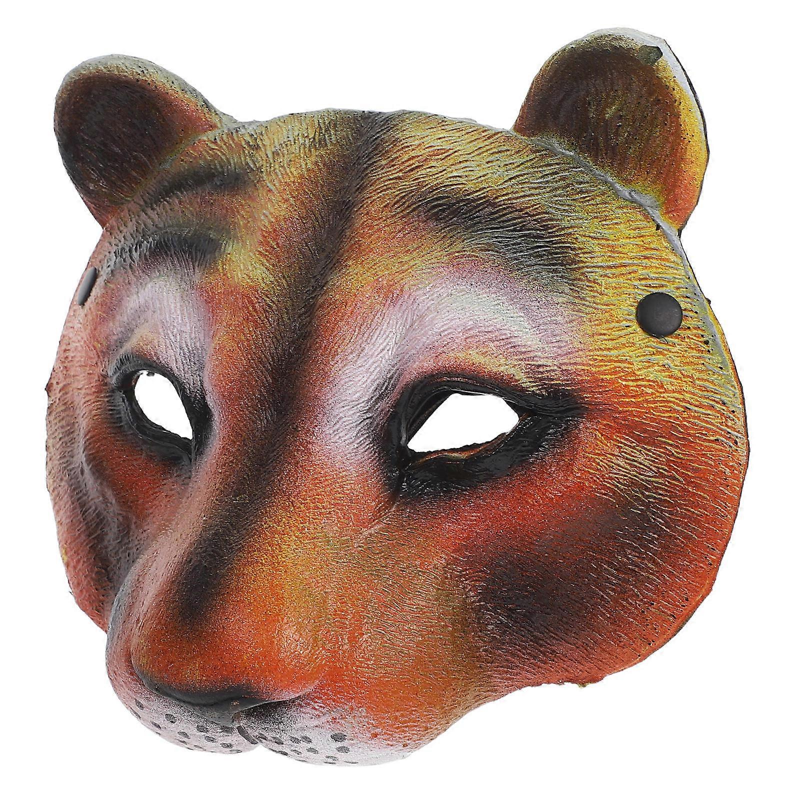 Leopard Mask for Halloween Parties Adults Elastic Headband Comfortable Pu Material 1Pc