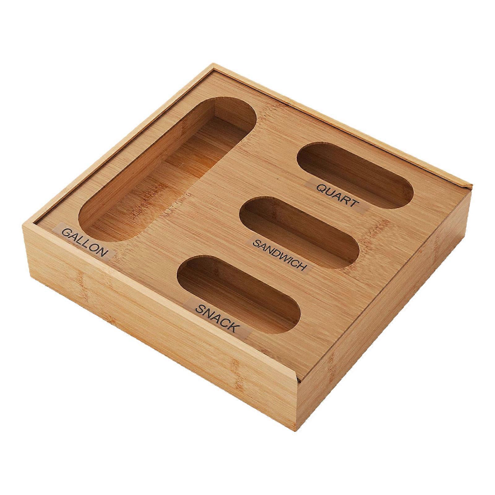 Space Saving Bamboos Storage Box Portable Designs Multiple Compartment Dustproof For Kitchen Organization Multicolor