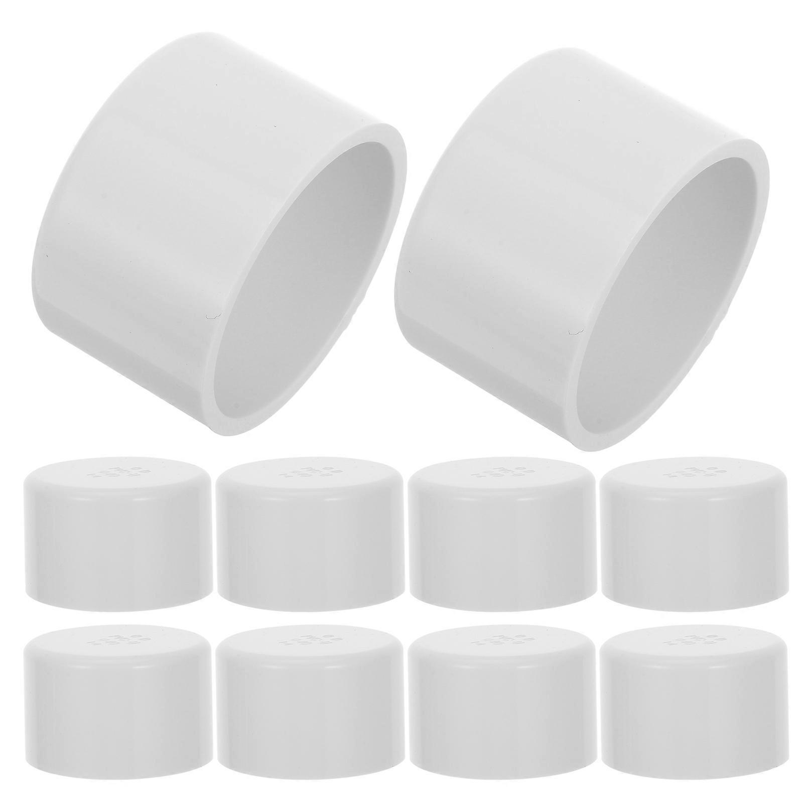 PVC Pipe End Cap Plug Adapter for Sealing Pipes 10Pcs White Durable PVC Material