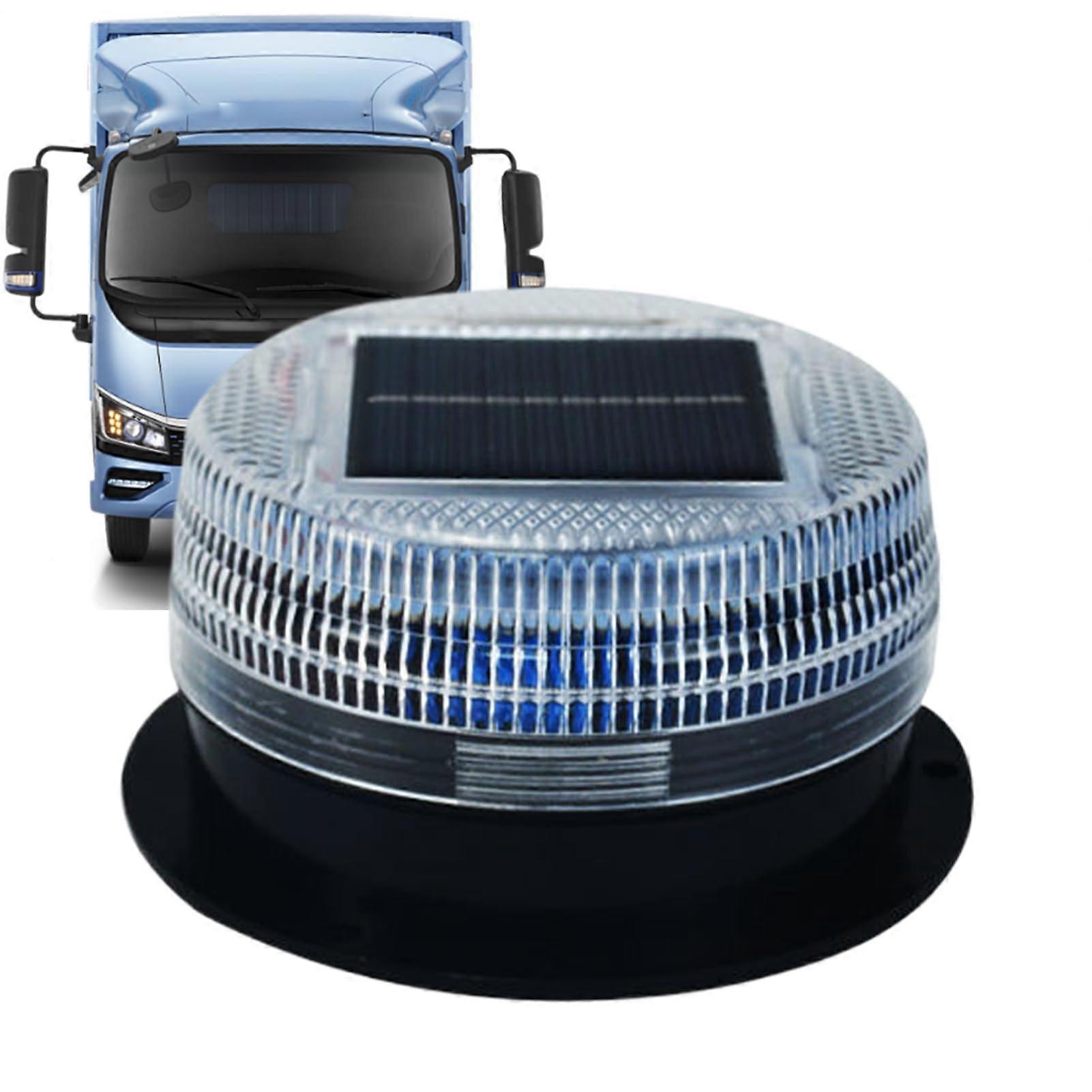 Solar Warning Light 12V Beacon Flashing Signal Lamp, Magnetic Mount, LED Safety, TowerLight, Waterproof, Red and Blue