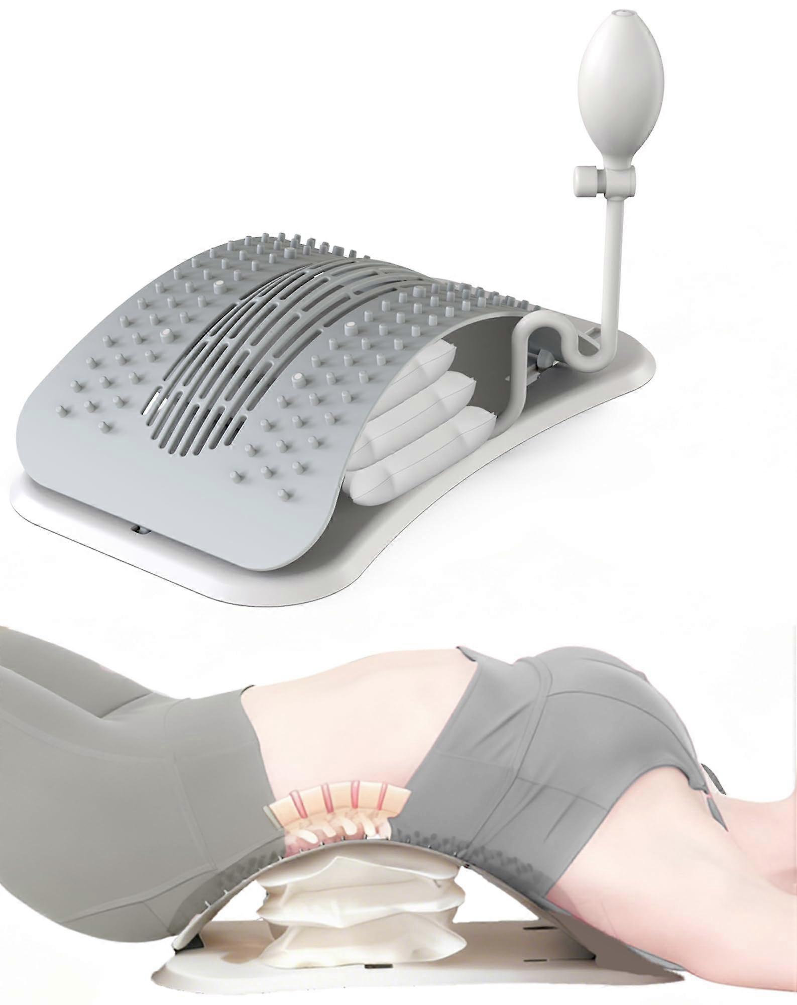Adjustable Back Stretcher with Acupressure Nodes for Lower Back Pain Relief and Lumbar Support