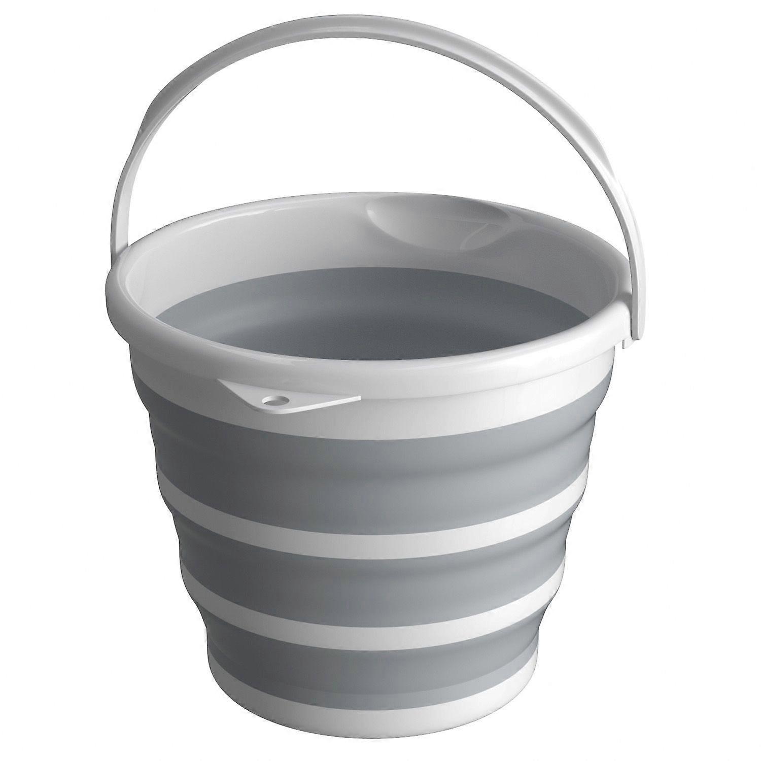 Bucket Foldable 10 L in Grey - White - Folding Bucket Cleaning Bucket, Water Bucket, Practically Foldable 34 x 33 x 25 / 5 cm