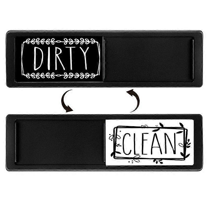 Dishwasher Clean Dirty Magnet Sign with Easy Read Large Text, NonScratch Indicator Black Leaves