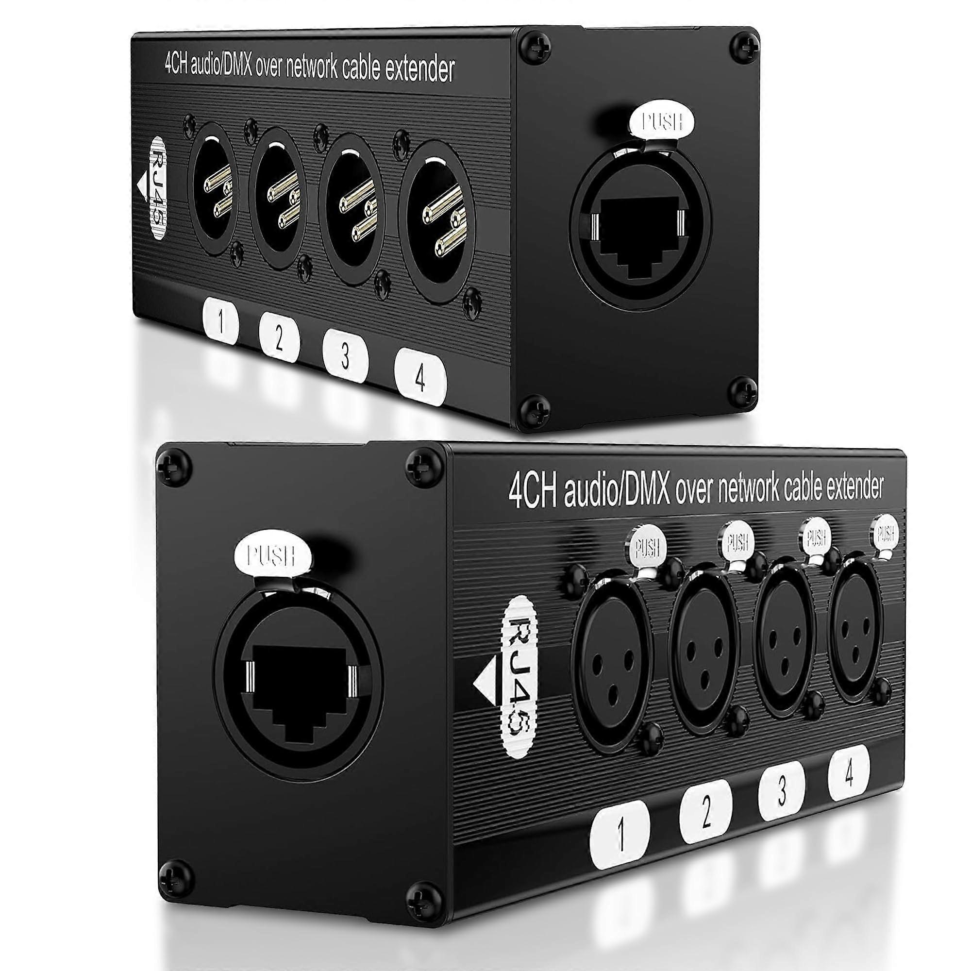 4 Channel XLR to Ethernet Adapter for DMX Lighting Control over CAT5, 300ft LongDistance Connectivity