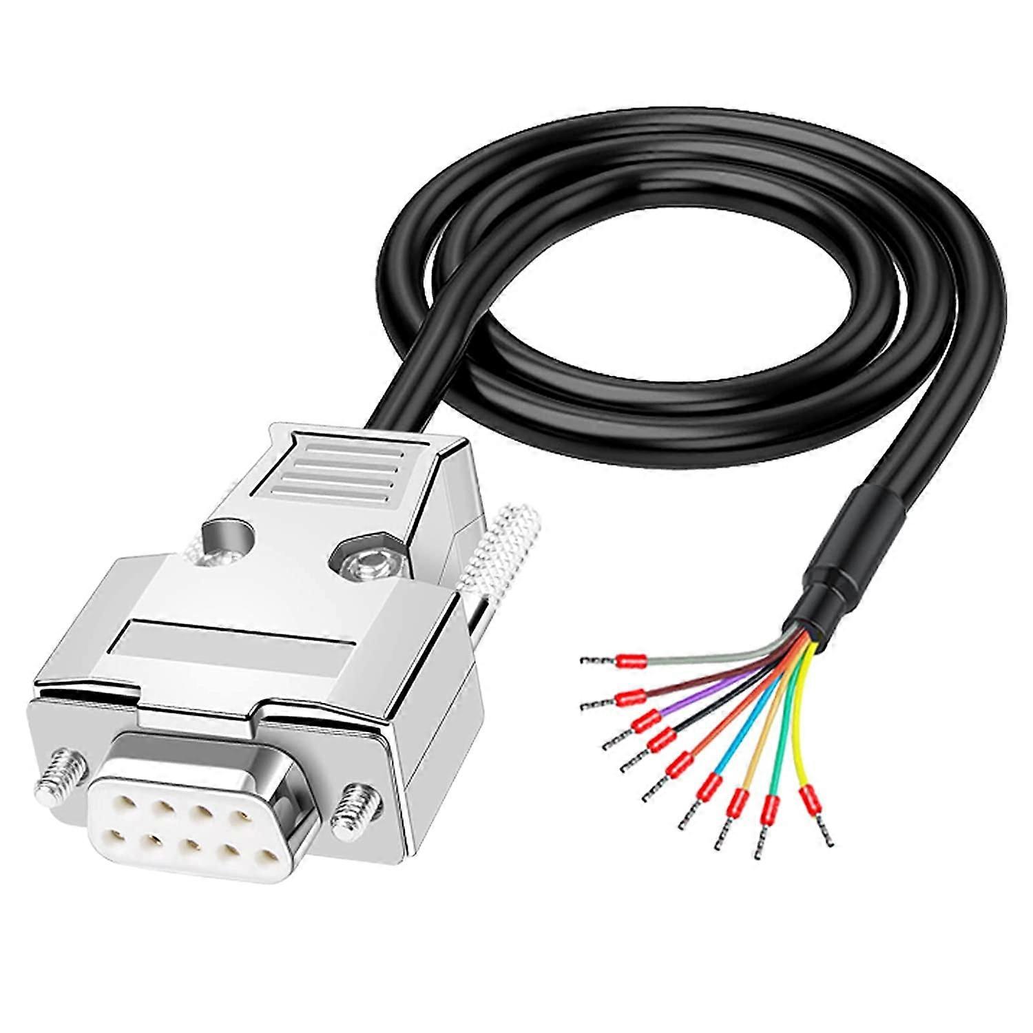 DB9 Solderless Breakout Connector with 5Ft 24AWG Replacement Cable, Metal Shell RS232 D-SUB Serial to 9-Pin