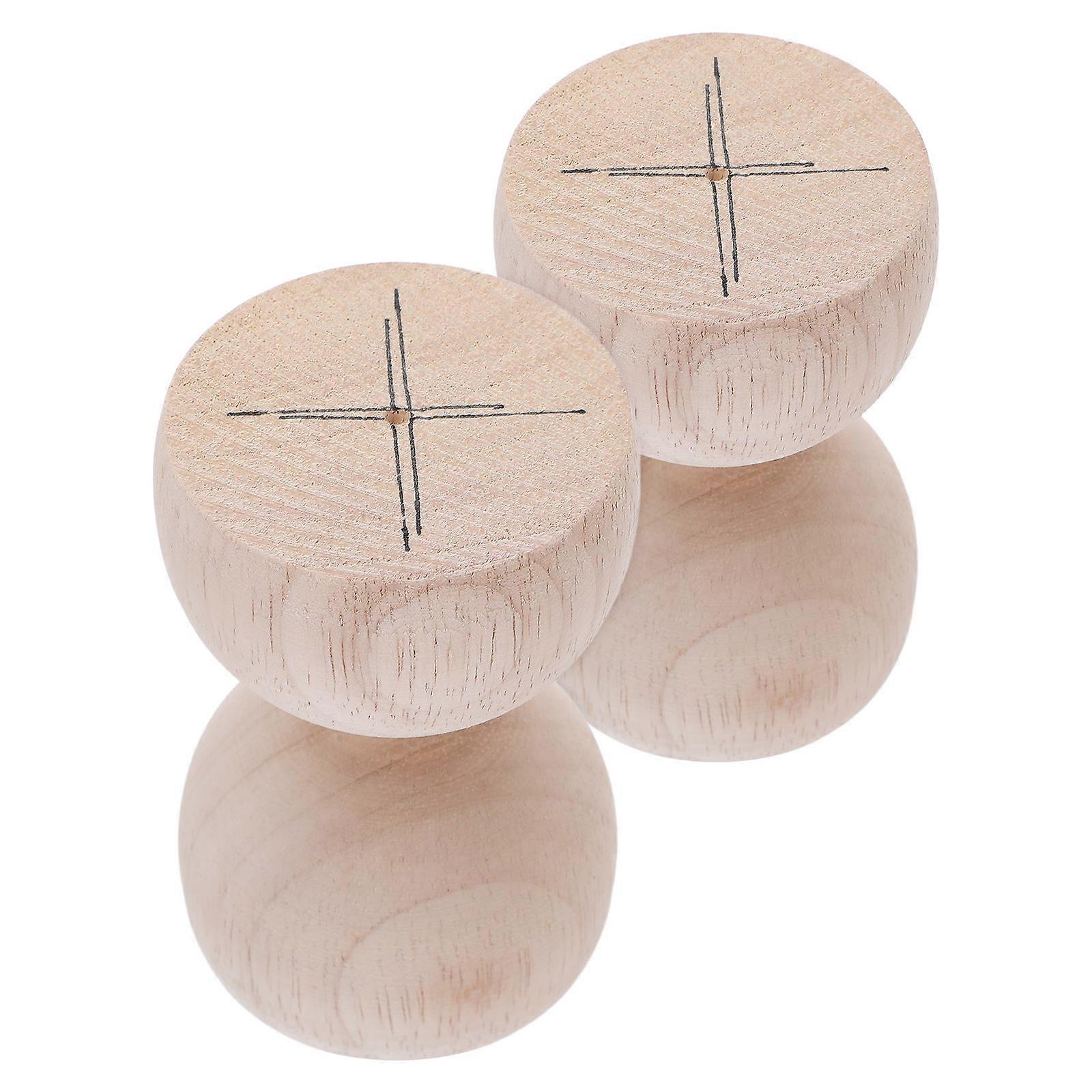 Elegant Wooden Fence Post Caps for Staircase Use in Khaki Color  2pcs Round Decorative Cap Set