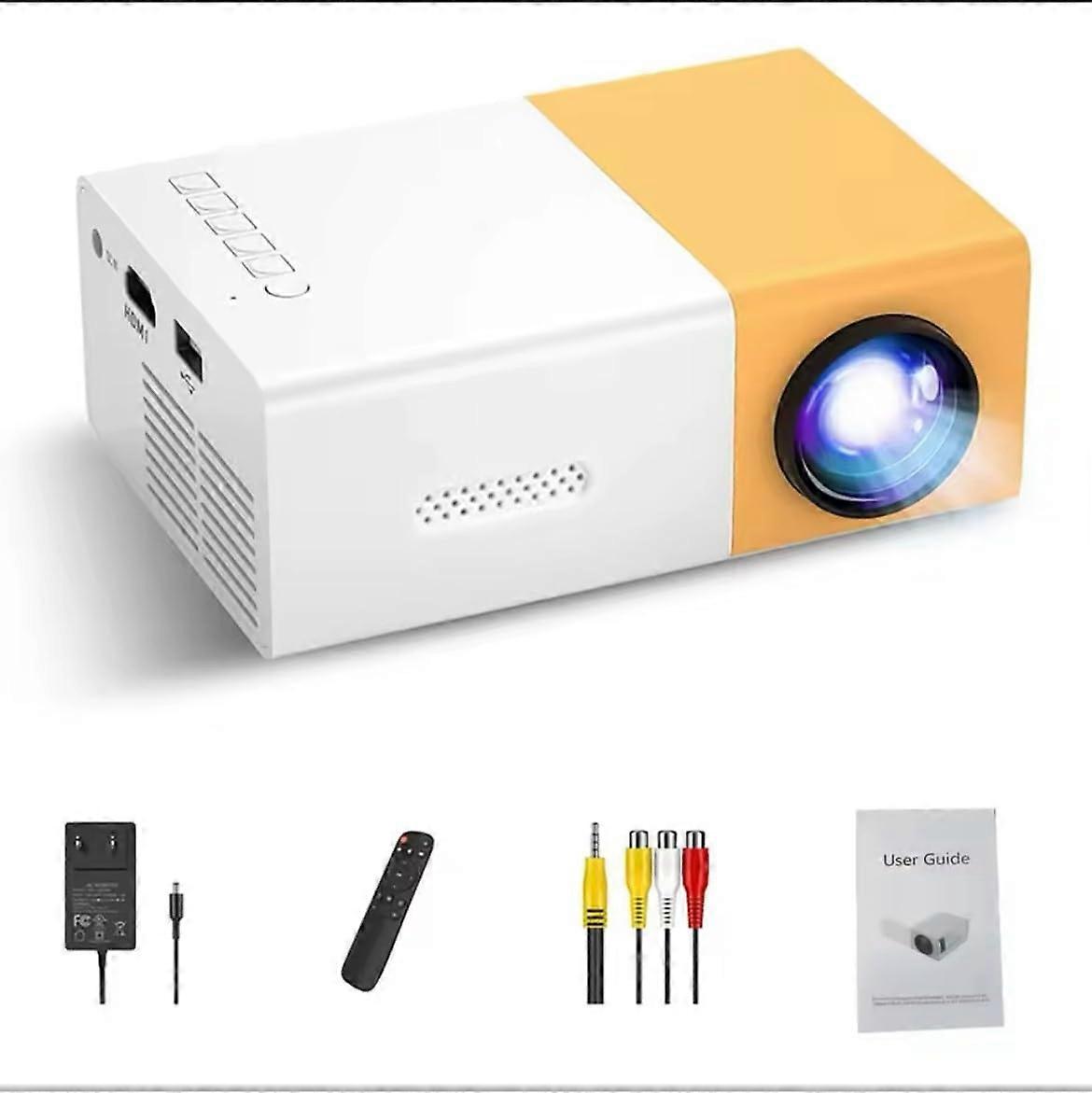 Portable 1080P Full HD Video Projector 200 Inch Screen 25% Zoom HDMI USB iOS Android Yellow
