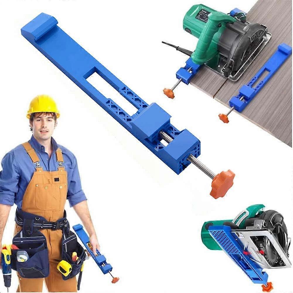 Adjustable Circular Saw Guide with Precision Positioning Clamp for Wood and Marble Cutting Blue 1pc
