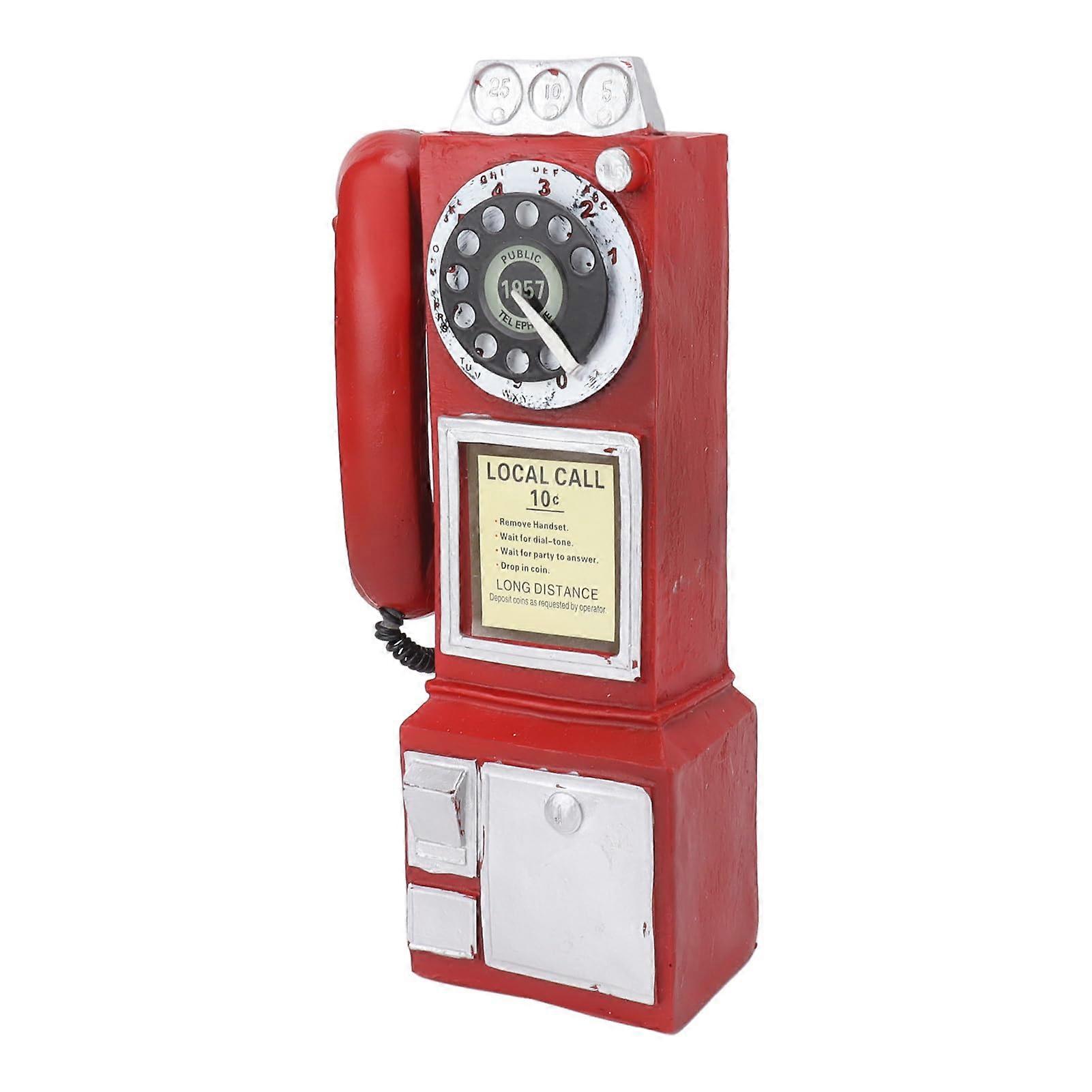 Vintage Telephone Retro Phone with Classic Design for Home Cafe Bar Display Decor Red