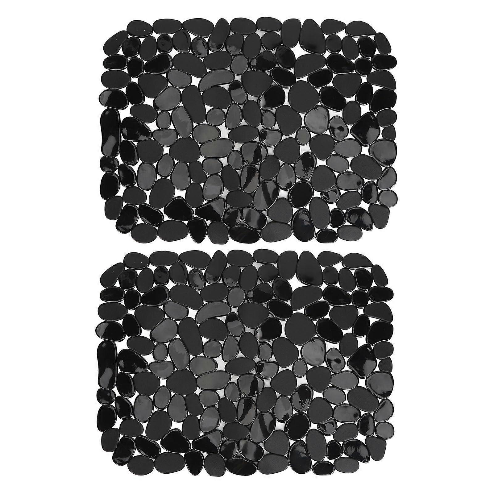 2 Pcs Kitchen Sink Mat Pebble Design PVC Sink Protector Pad Non Slip Scratch Resistant Drainable