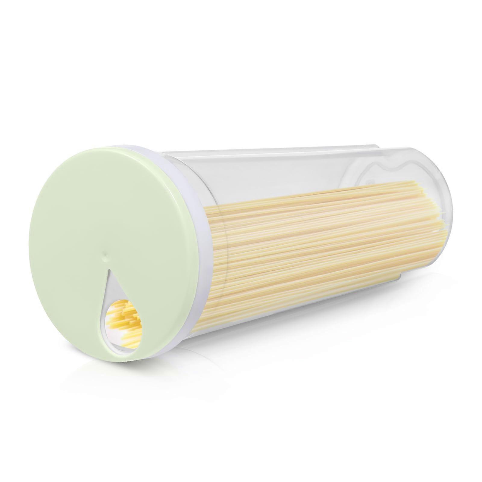 Spaghetti Storage Container with Rotatable Portion Lid, Clear Plastic Pasta Jar for Dry Food, Green