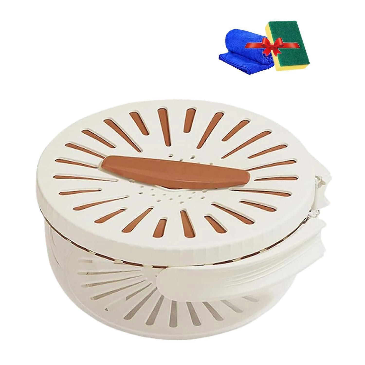 2 in 1 Fruit Strainer Bowl with Lid, Kitchen Colander and Vegetable Storage Container, Brown
