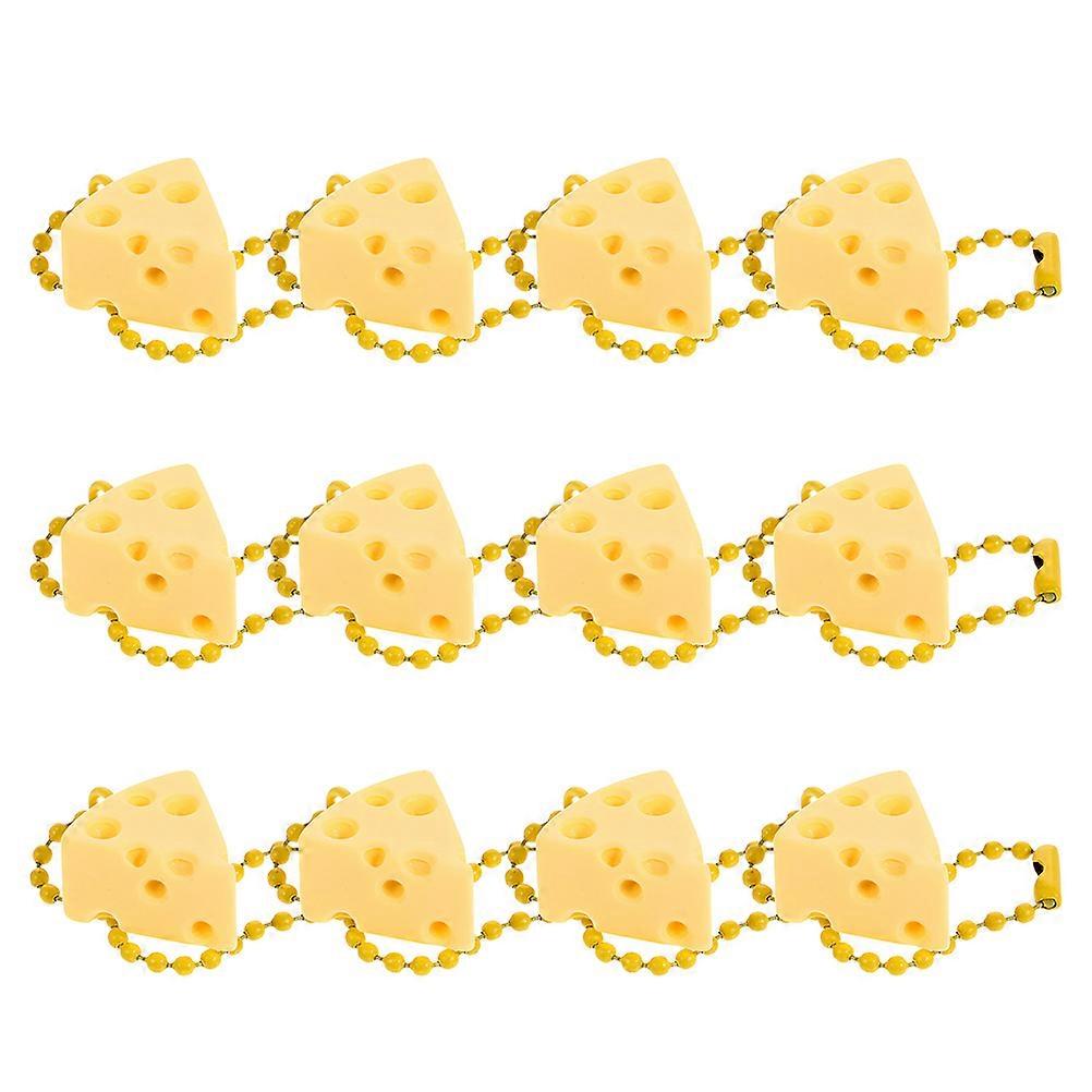 12Pcs Cheese Keychain Pendant for Decoration Yellow Cute Backpack Charm