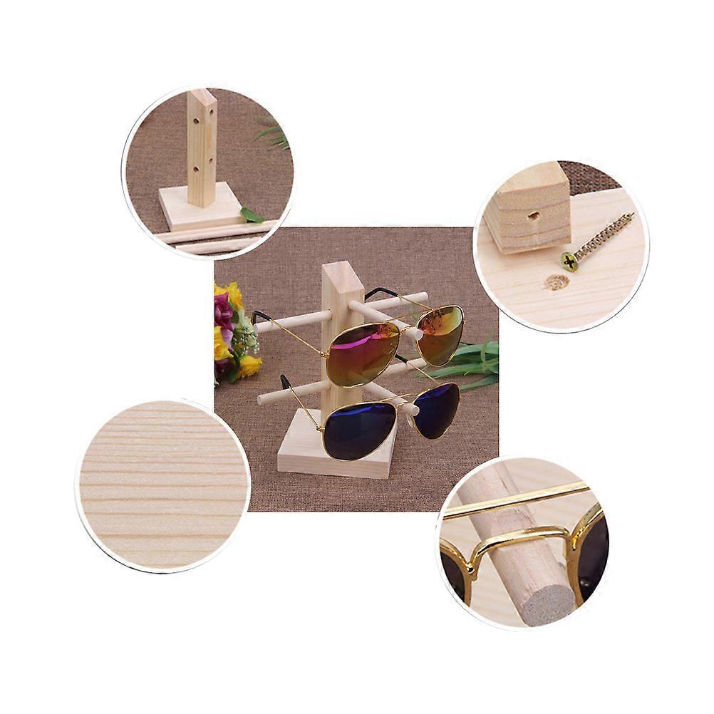 Sunglasses Display Stand Wooden Double Layer for Holding Organizer