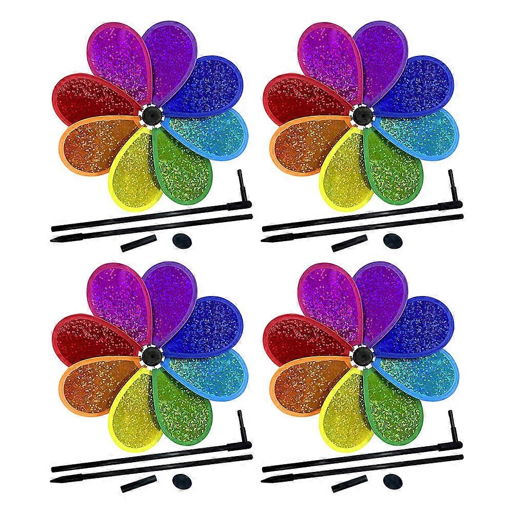 Garden Decor Windmill Flower Design for Outdoor Use 4Pcs
