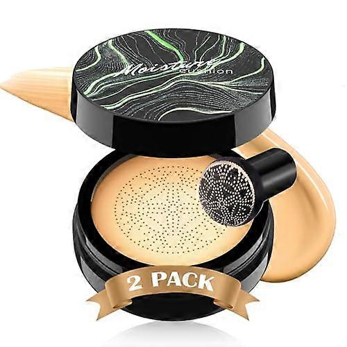 BB Cream Foundation with Flawless LongLasting Coverage, Moisturizing Cushion Makeup Base 2PCS Buff Beige
