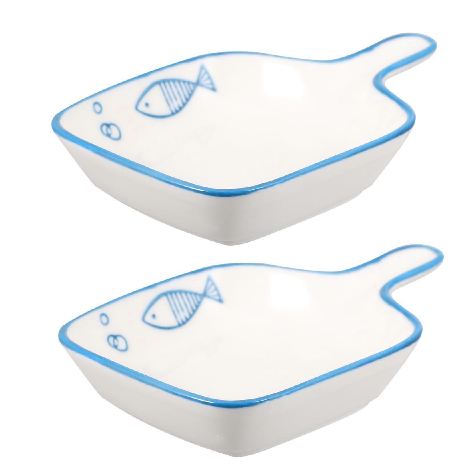 2pcs Ceramic Sauce Dish Set Dishwasher Safe Dipping Bowls for Snacks and Condiments
