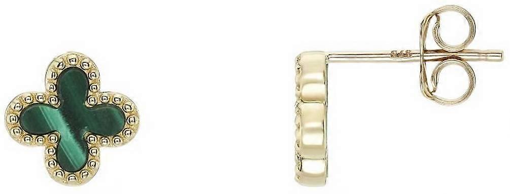 Mark Milton Malachite Flower Stud Earrings - Yellow Gold/Green