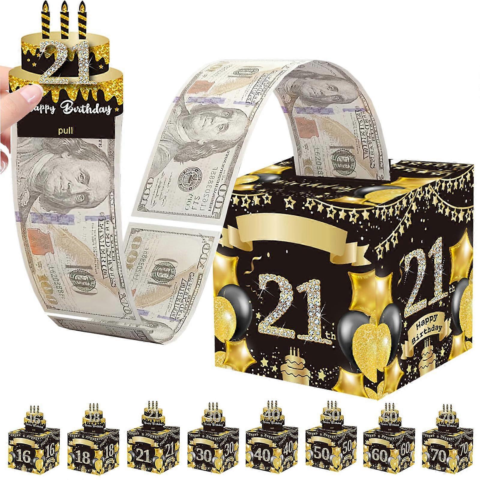 Money Pull Gift Box Black Gold 60th Birthday Cash Pull Box Interactive Elegant Reusable Design