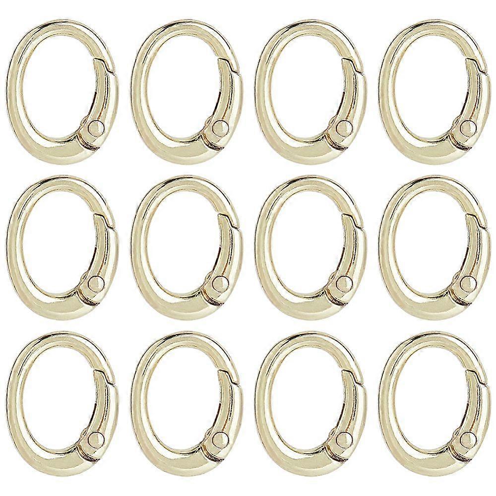32pcs Alloy Spring Gate Clasps Oval Light golden 19x15x4mm