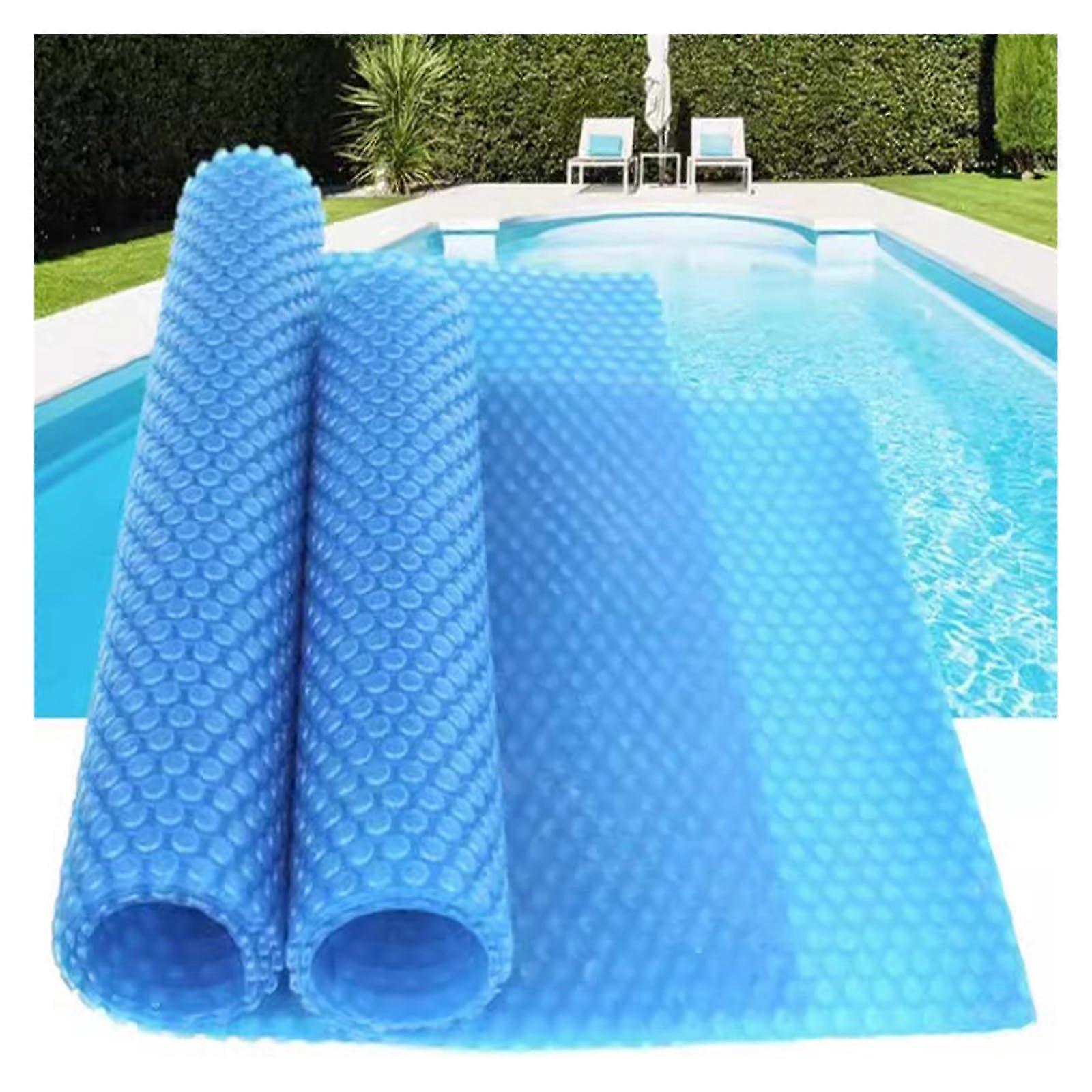 Solar Pool Cover 16 Mil Thick Rectangular Blue Bubble Inground Blanket for Heat Retention