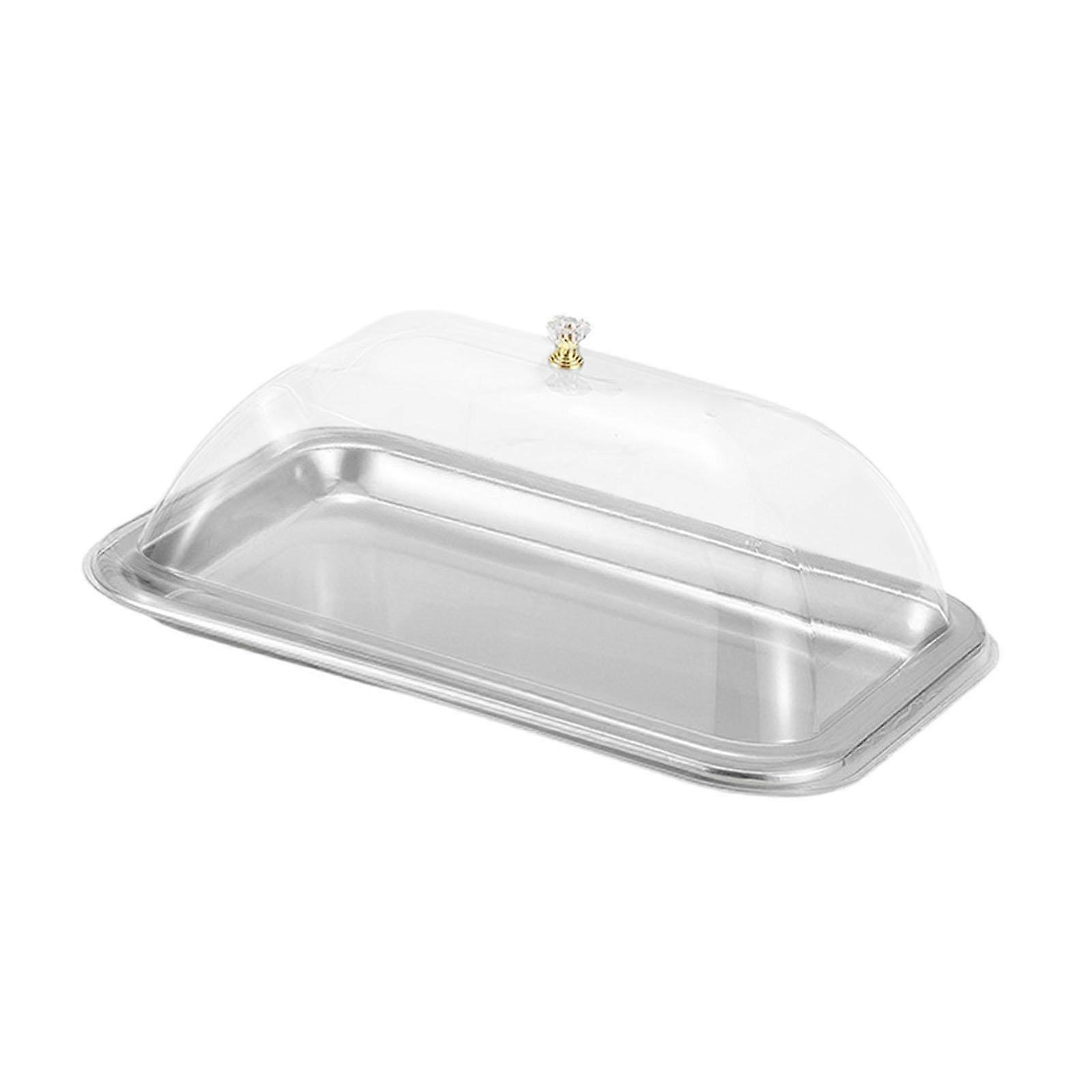 Stainless Steel Serving Tray with Dome Lid Rectangular,Dustproof,Serving Dish