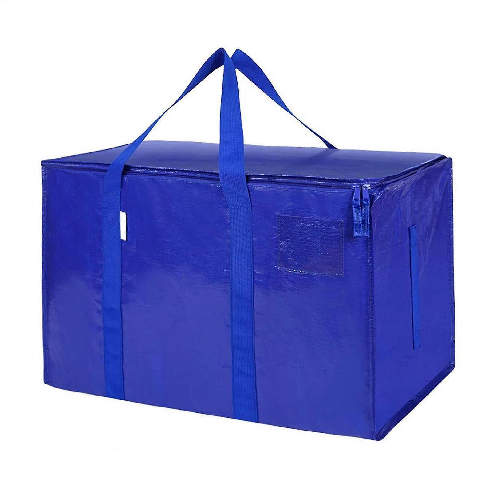 88L Waterproof Moving Tote Bag with Handles, Extra Large Foldable Storage Organizer, Blue
