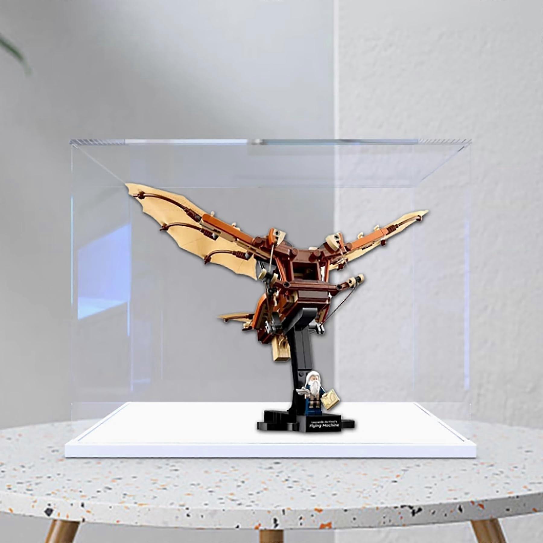 Display Case for  10363 Da Vinci's Flying Machine, Dustproof Acrylic Box with White Base