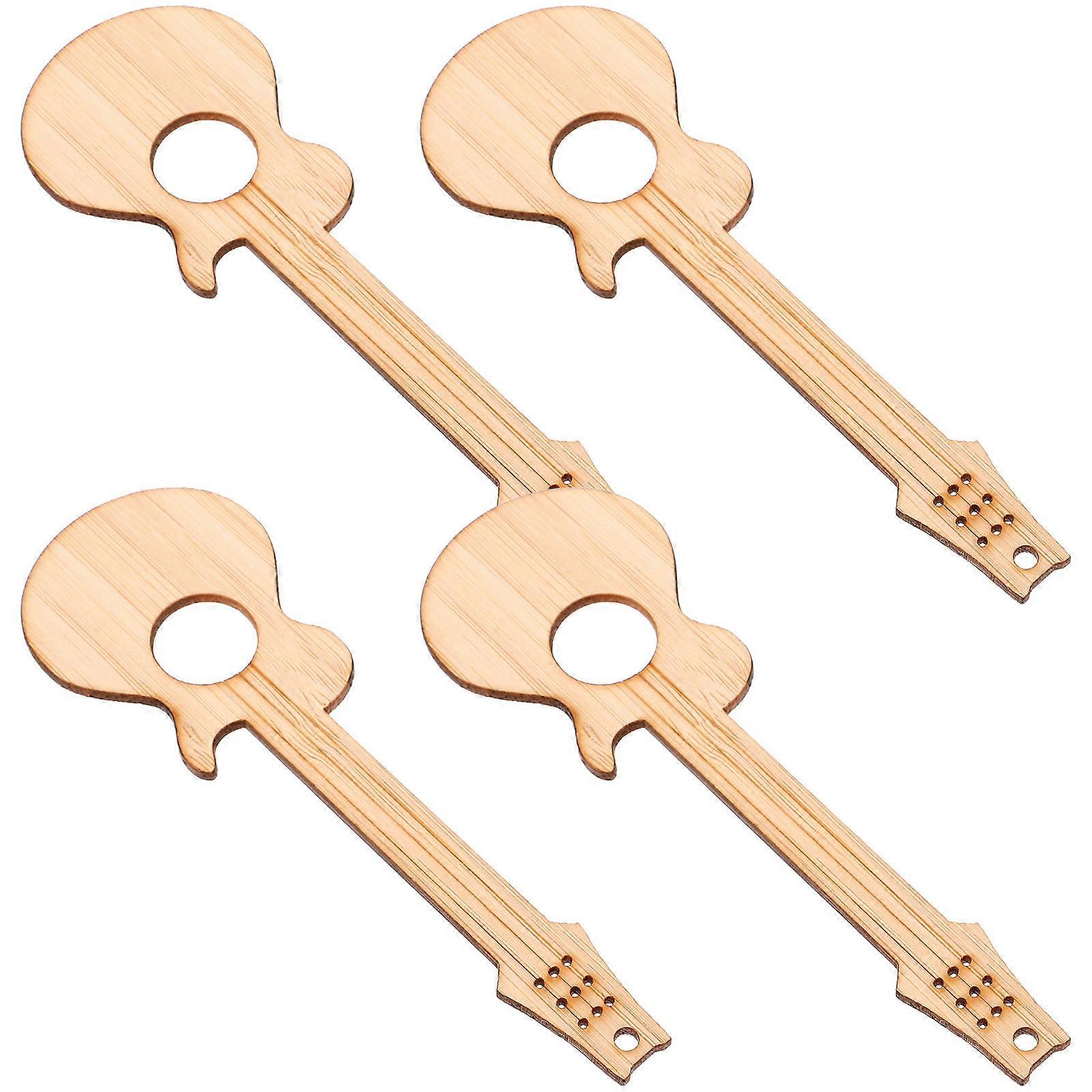 Blank Bamboo Bookmark for Decoration Musical Instrument 4Pcs Set
