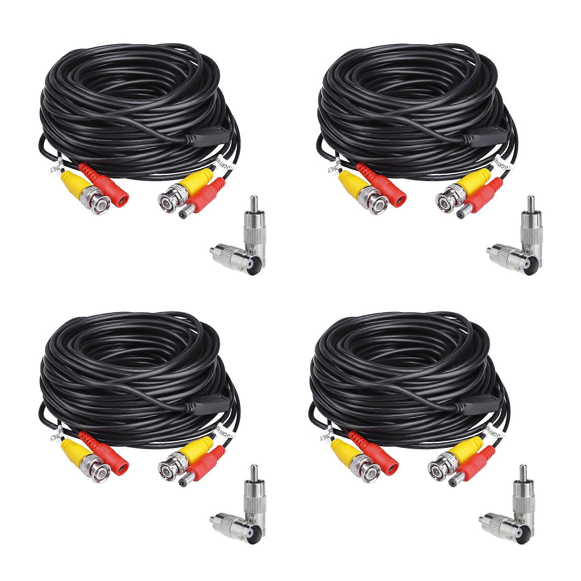 4 Pack 25ft CCTV Camera Cable with BNC Video and Power for Easy Security System Installation