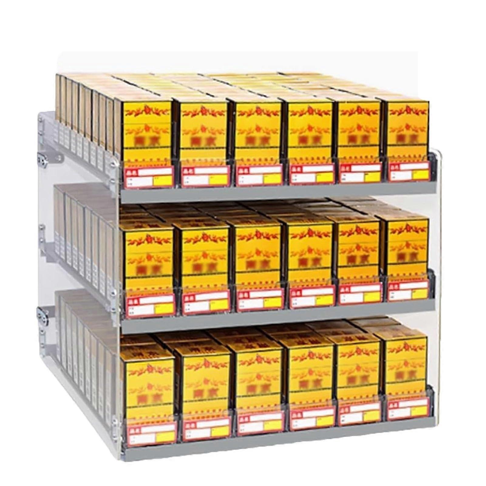 Acrylic Cigarette Display Rack with Automatic Spring Pusher, Clear Wall or Countertop Showcase