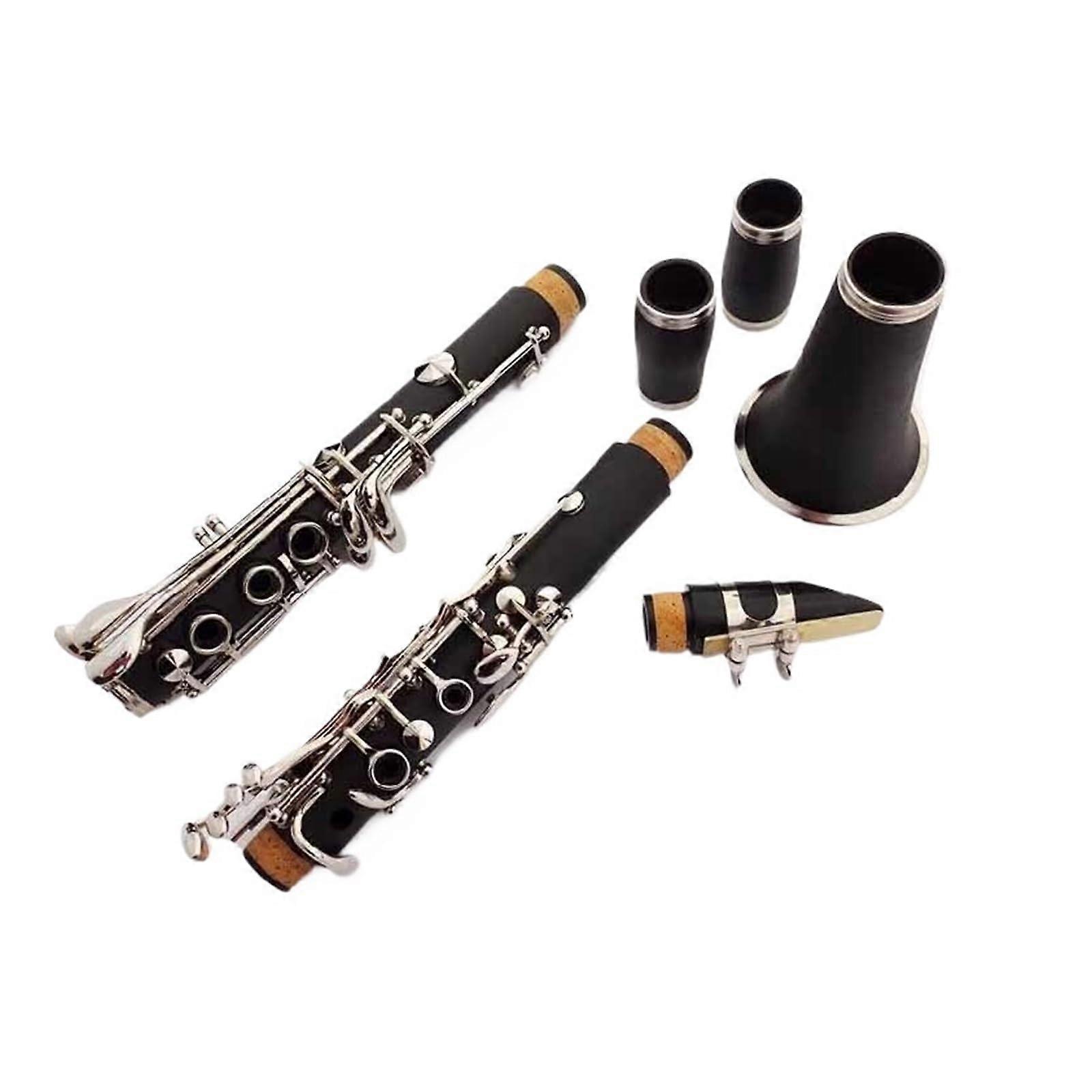 Beginner Bb Nickel Keys Clarinet with Smooth Key Action and Durable Solid Wood for Students